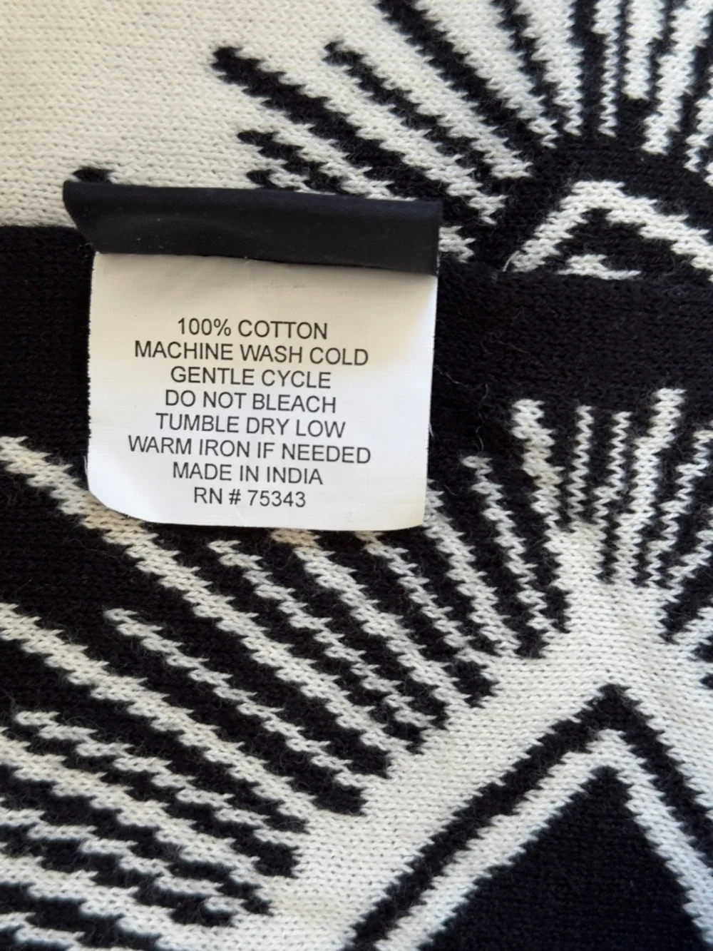 NEW TJ Maxx- Cotton Double-sided black and cream, eye throw blanket